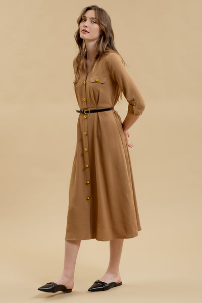 Monica Midi Dress - Khaki