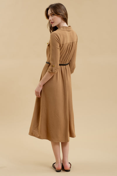 Monica Midi Dress - Khaki