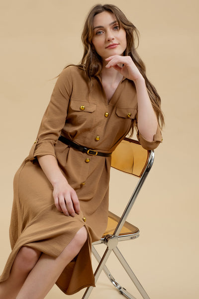 Monica Midi Dress - Khaki