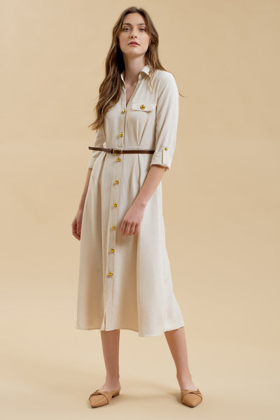 Monica Midi Dress - Oatmeal