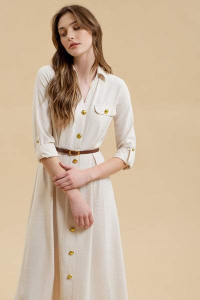 Monica Midi Dress - Oatmeal