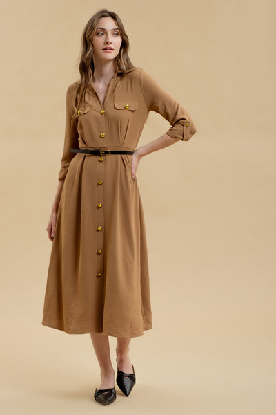 Monica Midi Dress - Khaki