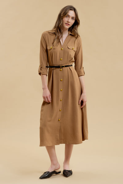 Monica Midi Dress - Khaki