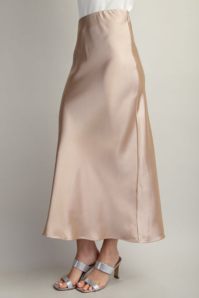 Glow Satin Skirt - Taupe