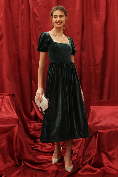 Holidaze Velvet Maxi Dress - Hunter Green