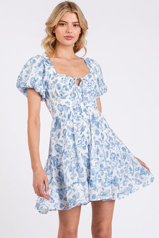 Bloom & Bow Dress - Slate Blue