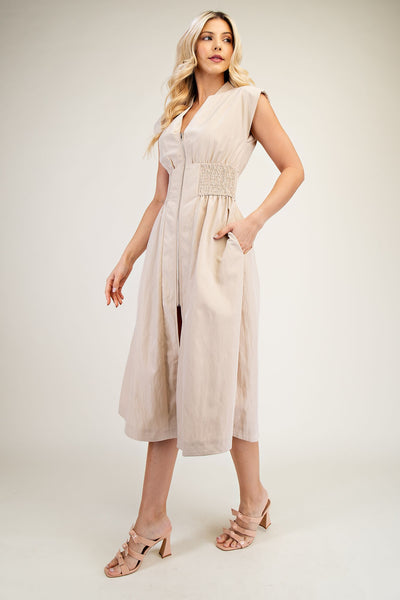 Belle Zipper Maxi Dress - Taupe