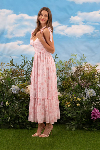 Make A Wish Floral Maxi Dress - Pink