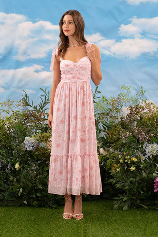 Make A Wish Floral Maxi Dress - Pink