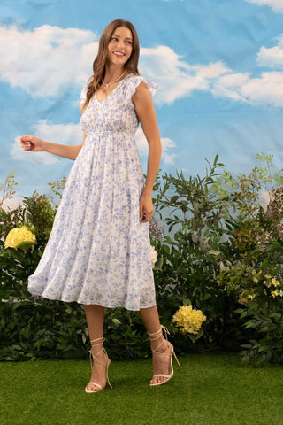 English Rose Midi Dress - Blue