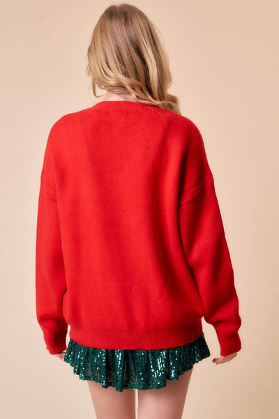 Happy Holidays Tinseltown Sweater - Red