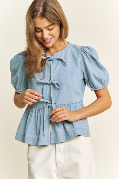 Betty Bow Top - Denim