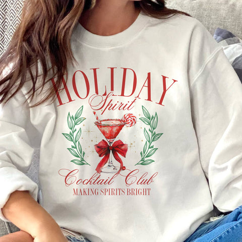 Holiday Cocktail Club Sweatshirt - White