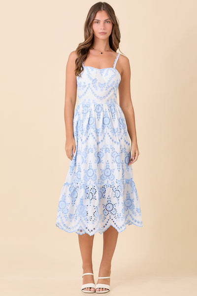 Bluebell Eyelet Midi Dress