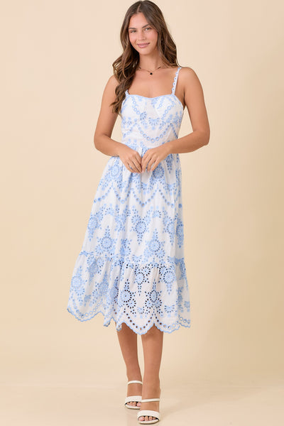 Bluebell Eyelet Midi Dress