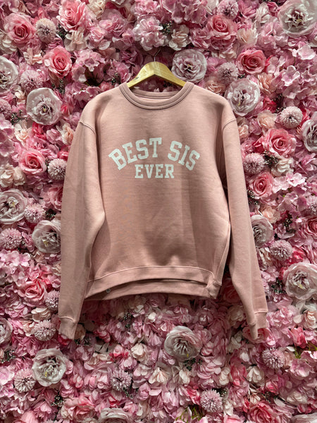 Best Sis Collegiate Sweatshirt - Dusty Rose