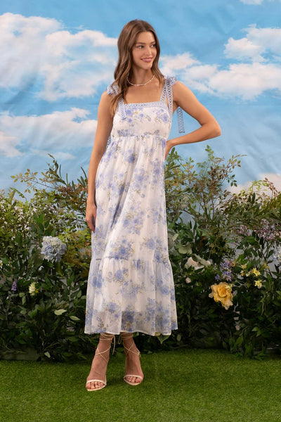 Romance Floral Maxi Dress - Blue