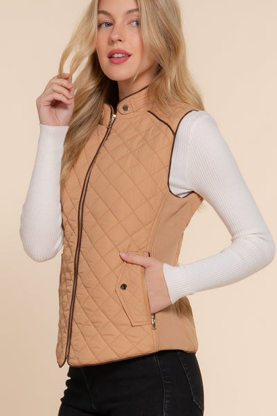 Diamond Quilted Vest - Caramel