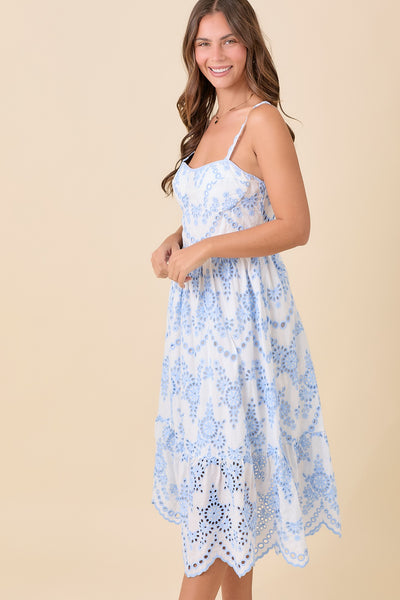 Bluebell Eyelet Midi Dress