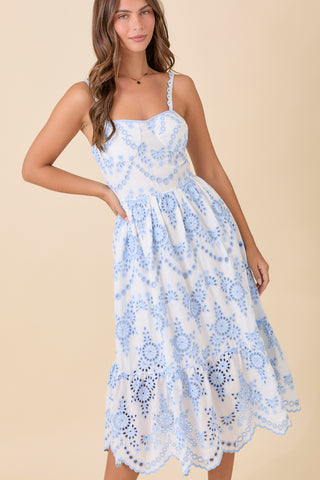 Bluebell Eyelet Midi Dress