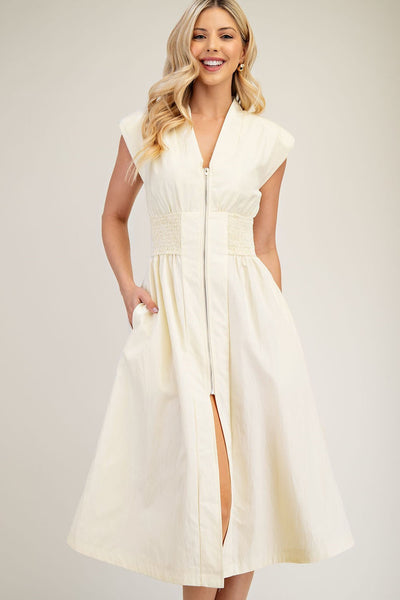 Belle Zipper Maxi Dress - Cream