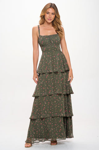 Avery Layered Maxi Dress - Olive