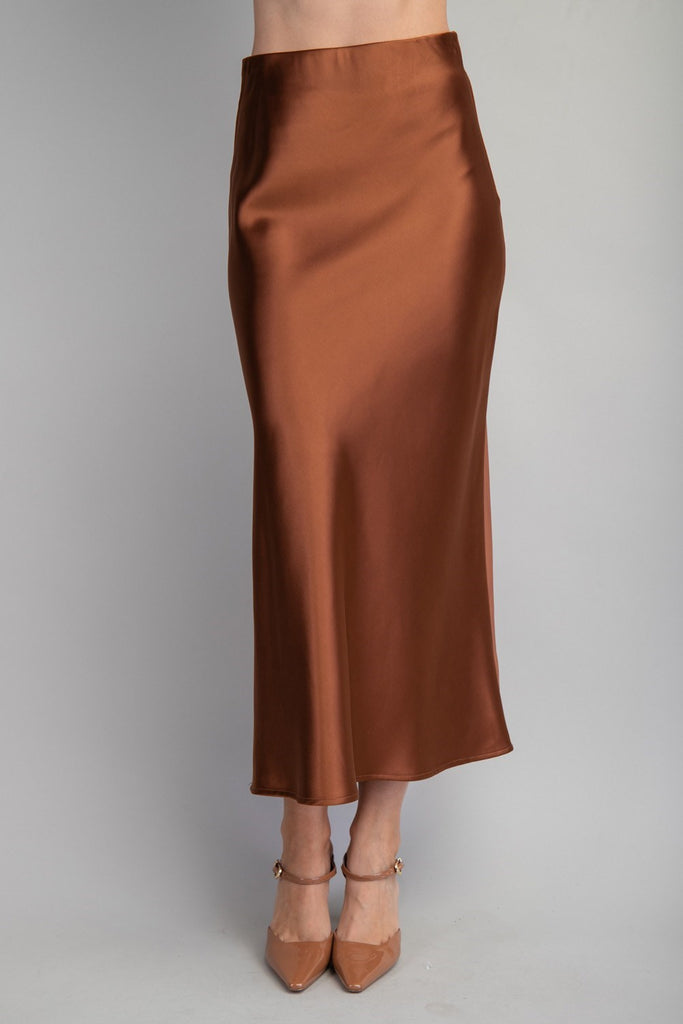 Glow Satin Skirt - Brown