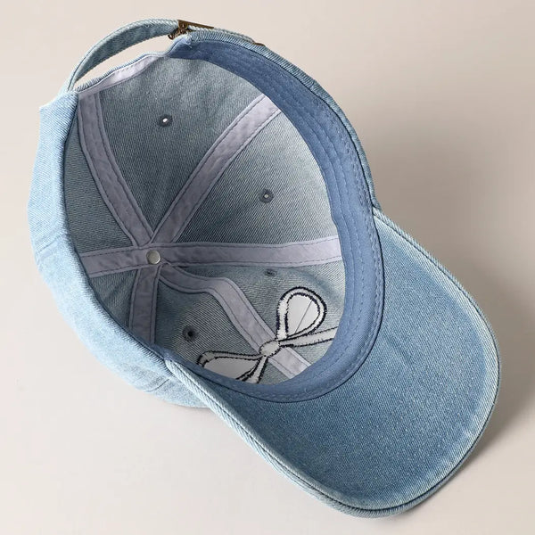 Trendy Navy Bow Hat-Denim