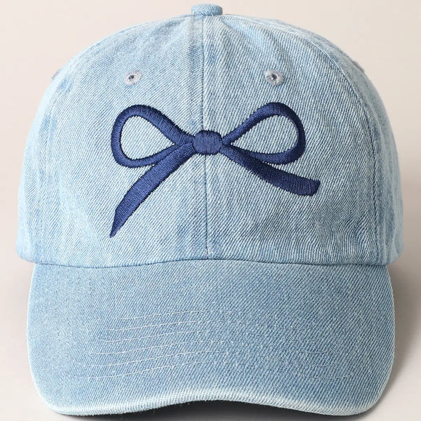 Trendy Navy Bow Hat-Denim