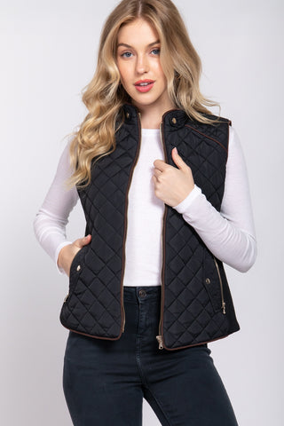 Diamond Quilted Vest - Black