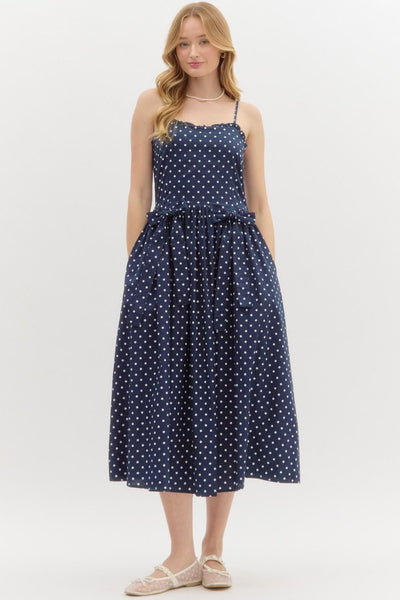 Polka Maxi Dress - Navy