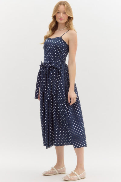 Polka Maxi Dress - Navy