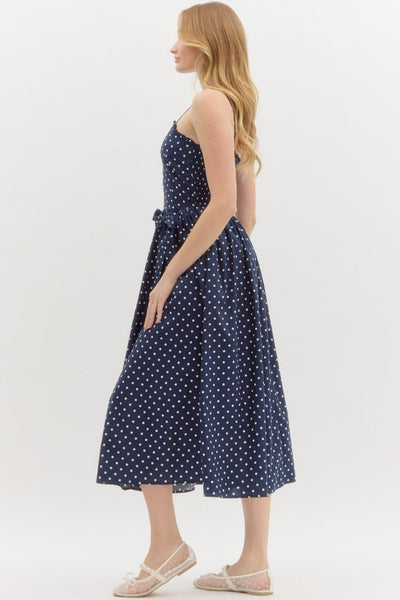 Polka Maxi Dress - Navy