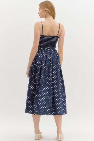 Polka Maxi Dress - Navy