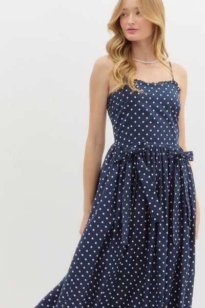 Polka Maxi Dress - Navy