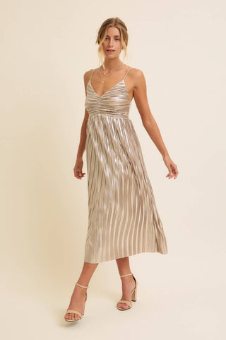 Time To Shine Midi Dress - Champagne