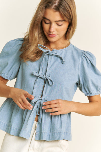 Betty Bow Top - Denim