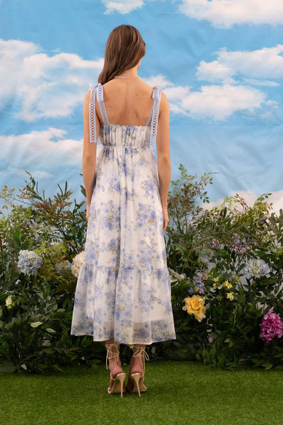 Romance Floral Maxi Dress - Blue